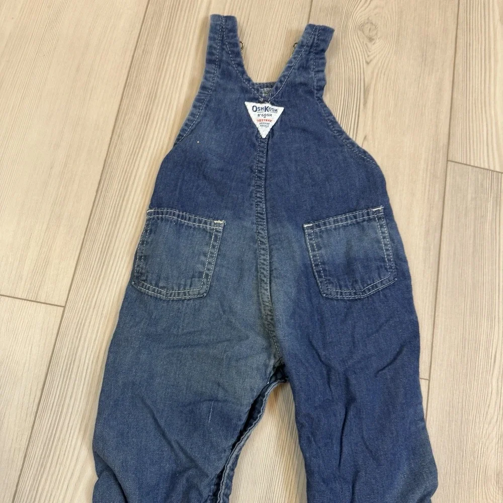 Vintage OshKosh B'Gosh Vestbak Plaid Flannel Line Boys Overalls Blue 18M USA‎